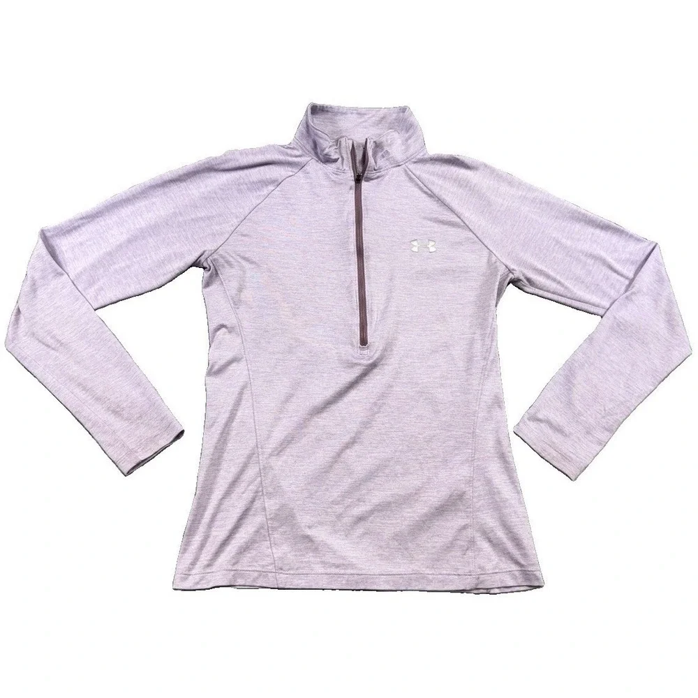 Under Armour Women's Heatgear Mock Neck 1/2 Lavender Zip Pullover Sz Sm Preppy